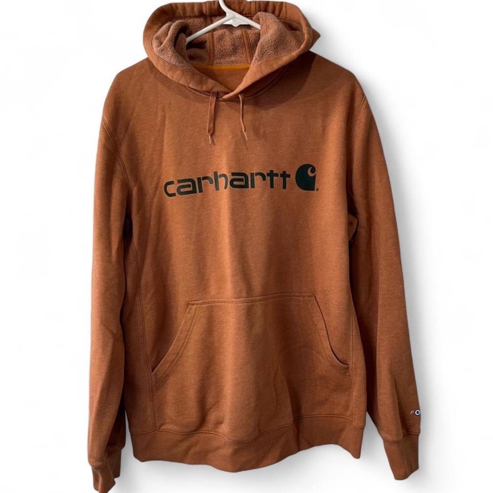 Carhartt Rust Brown Logo Pullover Hoodie - Men's Sweater
